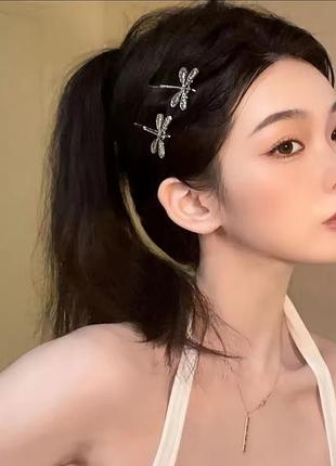 Серебристые стекозы заколка для волосся набор