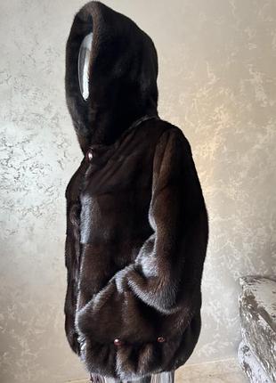 Норковая шуба автоледи с капюшоном