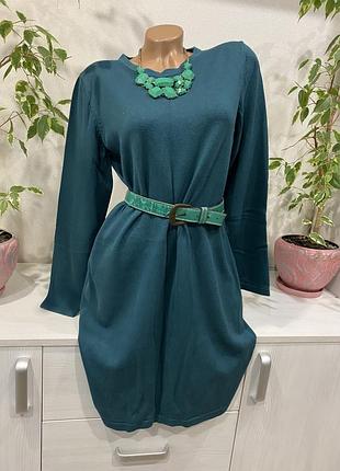 Плотна натуральна сукня морської хвилі