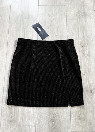 Нова чорна міні спідниця з оксамиту та блискіток розмір s m юбка