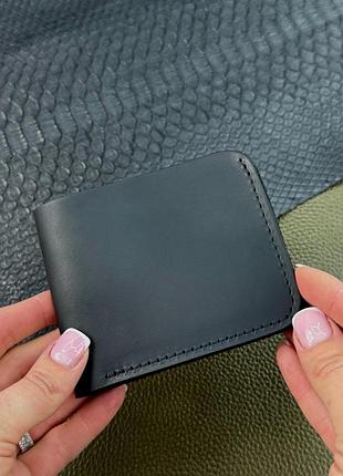 Чоловічий гаманець біфолд із натуральної шкіри чорний