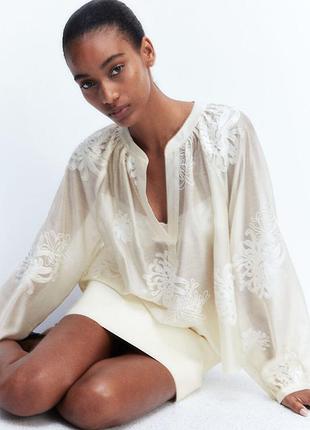 Блуза шикарна святкова hm з айворі з органзи айворі