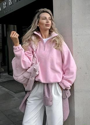 🩷 жіноча флісова худі (тедді) в ніжному рожевому кольорі