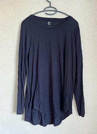 Тоненький синій жіночий лонгслів 95 модал