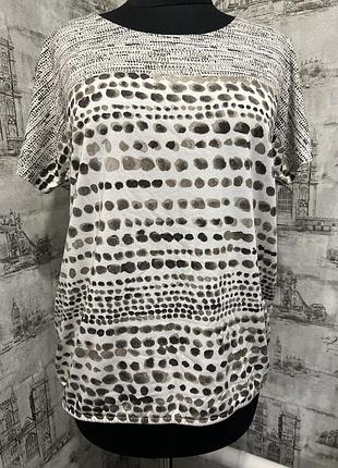 Футболка блуза  біла хакі в горох