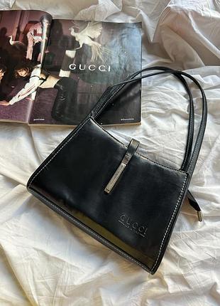Вінтажна шкіряна сумка багет gucci italy
