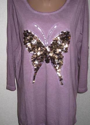 Хлопковая футболка варенка с пайетками размер 16-18