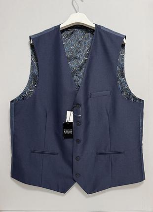 Williams & brown - жилет - 4xl • 60 - синій - au221 - чоловіча класична жилетка костюмна ж60