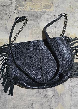 Кожаная сумка хэнд мэйд в стиле бохо