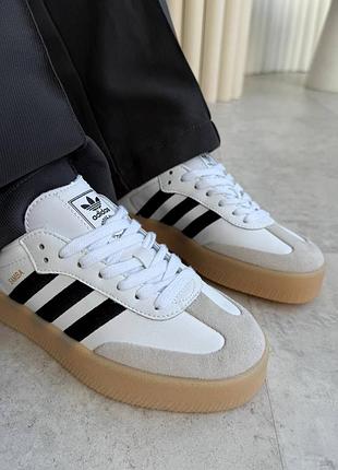 Кроссовки adidas samba white black gum sole