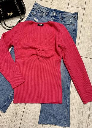 Жіночий рожевий теплий светр в кольорі фуксія розмір l-xl