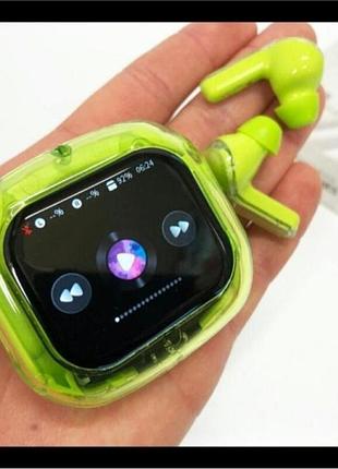 Беспроводные наушники в кейсе с сенсорным led дисплеем и зарядкой