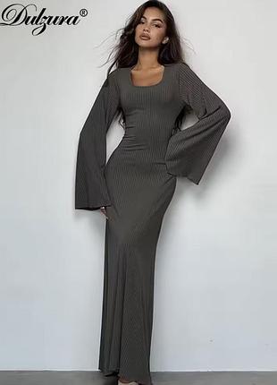 Сукня плаття максі облягаюче осінь весна тепле в рубчик нове розмір s m