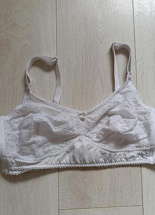 Белый бюстгальтер ажурный бюст кружевной лиф кружевый без косточек damart 40d 90d 85e