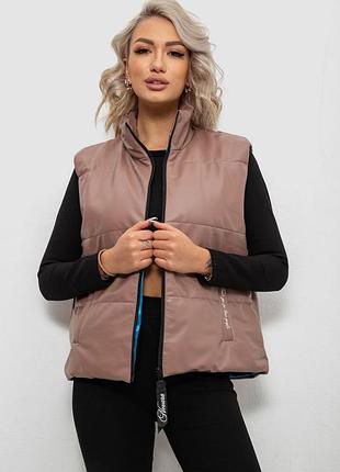 Жилет женский демисезонный экокожа, цвет коричневый, 257r98-1