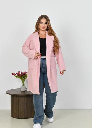 Пальто баранець прямого крою на гудзиках з кишенями