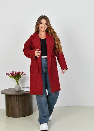 Пальто барышень прямого кроя на пуговицах с карманами