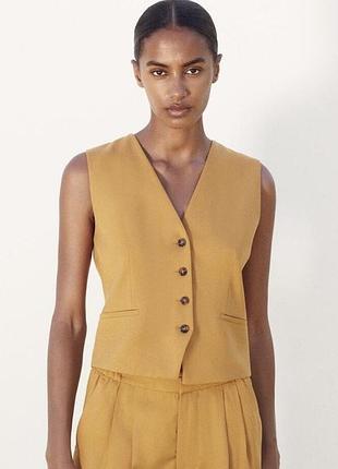 Костюмна жилетка жилет гірчичний zara