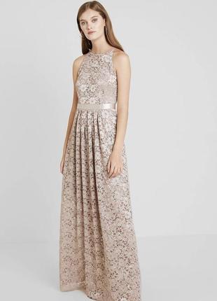 Бежевое вечернее длинное платье swing