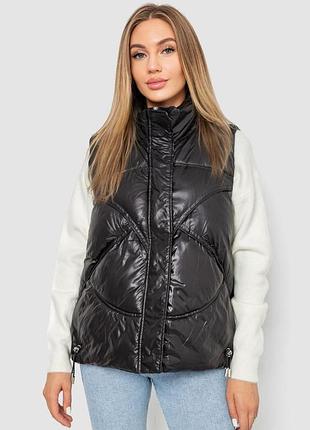 Жилетка однотонна жіноча, колір чорний