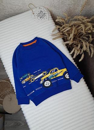 Теплый свитшот с начесом от ff 4-5 лет (104-110) с машинками