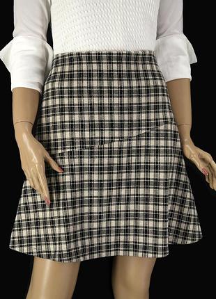 Брендовая трикотажная юбка "c&a" в клетку. размер eur44.