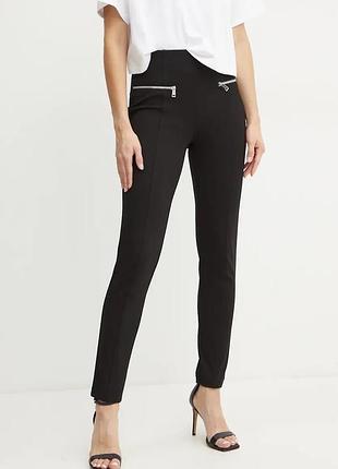 Жіночі класичні прямі чорні брюки zara з декоративними блискавками
