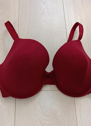 Червоний бюстгальтер базовий бюст котоновий ліф гладкий великого розміру m&s 36e 80e 80f