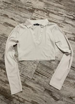 Топ з рукавами в рубчик zara