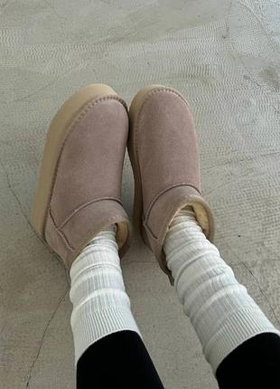 Уги угі угги уггі уг угг ugg ultra mini platform beige / cream suede