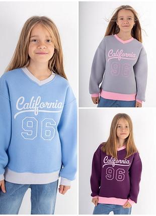 Світшот на флісі для дівчат підлітків, теплий, тринитка з начосом, теплый свитшот на флисе для девочки подростка, тринитка с начёсом