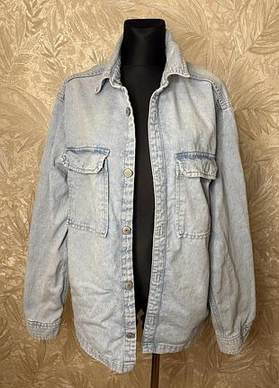 Подовжена джинсова щільна сорочка