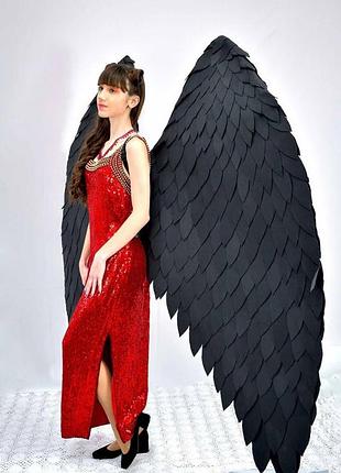 Большие черные крылья для фотосессии, костюма ангела или демона, сценического и карнавального образа