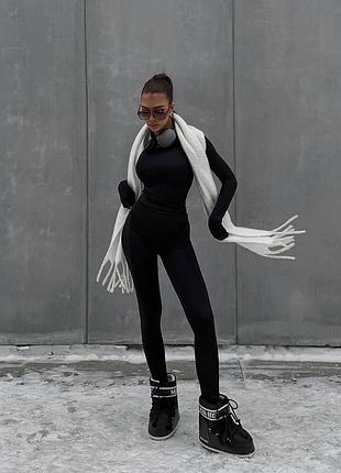 Жіночий повсякденний теплий спортивний костюм двійка штани лосіни та лонгслів кофта тканина термо