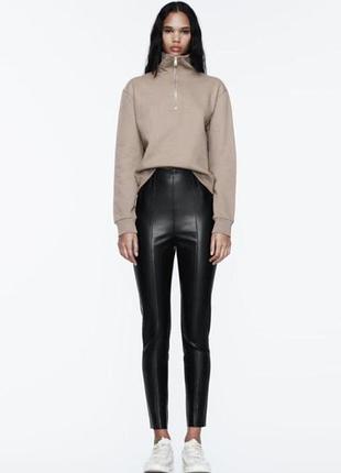 Кожаные лосины леггинсы высокая посадка