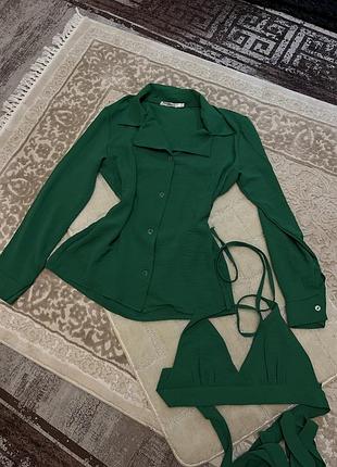 Сорочка + топ на завʼязках / класична сорочка s-m