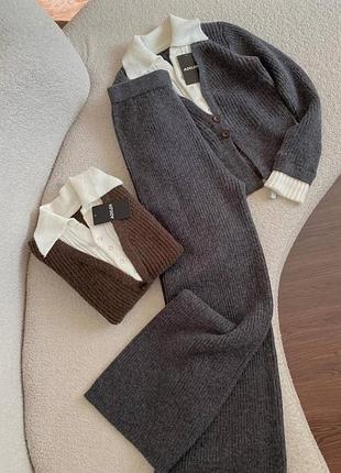 Жіночий повсякденний класичний ангоровий костюм теплий двійка штани та кофта тканина щільна якісна ангора