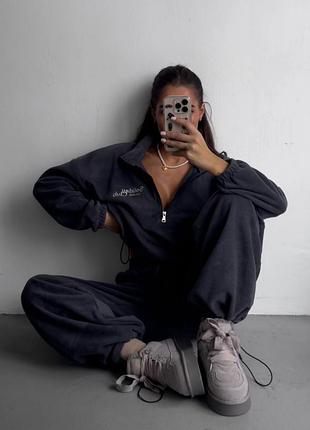 Женский теплый спортивный костюм двойка двухсторонний флис полар