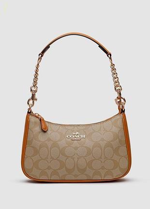 Сумка coach teri caramel shoulder bag in signature canvas