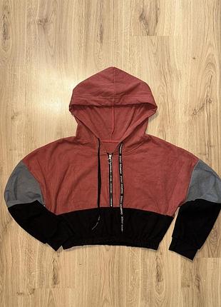 Жіночий флісовий укорочений світшот худі з капюшоном