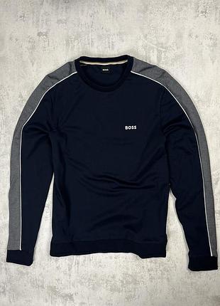 Boss better navy світшот спортивний з панелями та логотипом на груді