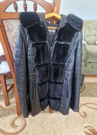 Куртка кожаная с мехом норки