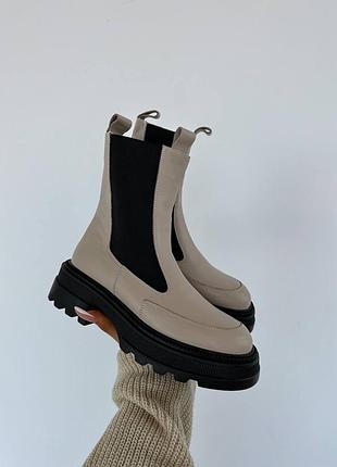 Челсі 10141, р.36,37,38,39,40, натуральна шкіра, беж/чорна підошва