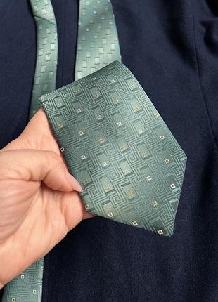 Галстук зеленый градиент винтаж принт