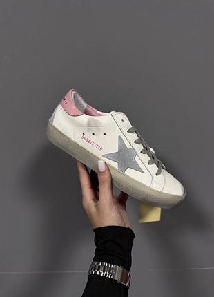 Кеди жіночі golden goose білі з рожевим