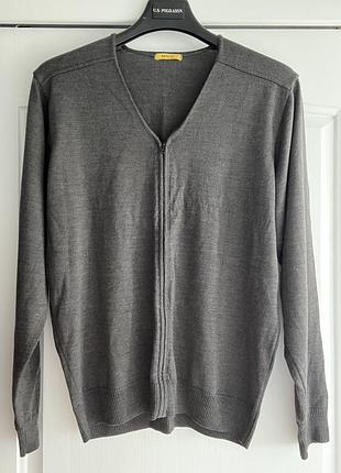 Мужской кардиган на молнии полушерсть