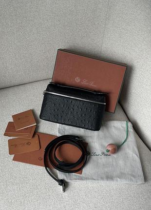 Сумка loro piana extra bag 19 ostrich leather black