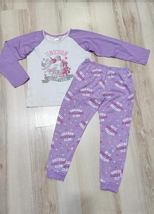 Коттоновая пижама, пижамный костюм для сна х/б на 7-9 лет