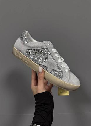 Кеди жіночі golden goose сірі із сріблом
