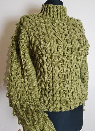 Свитер шерсть 60%, ручная работа, новый, женский xs, s